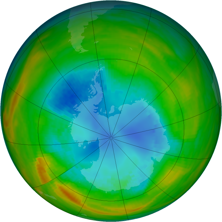 Antarctic ozone map for 26 August 1982